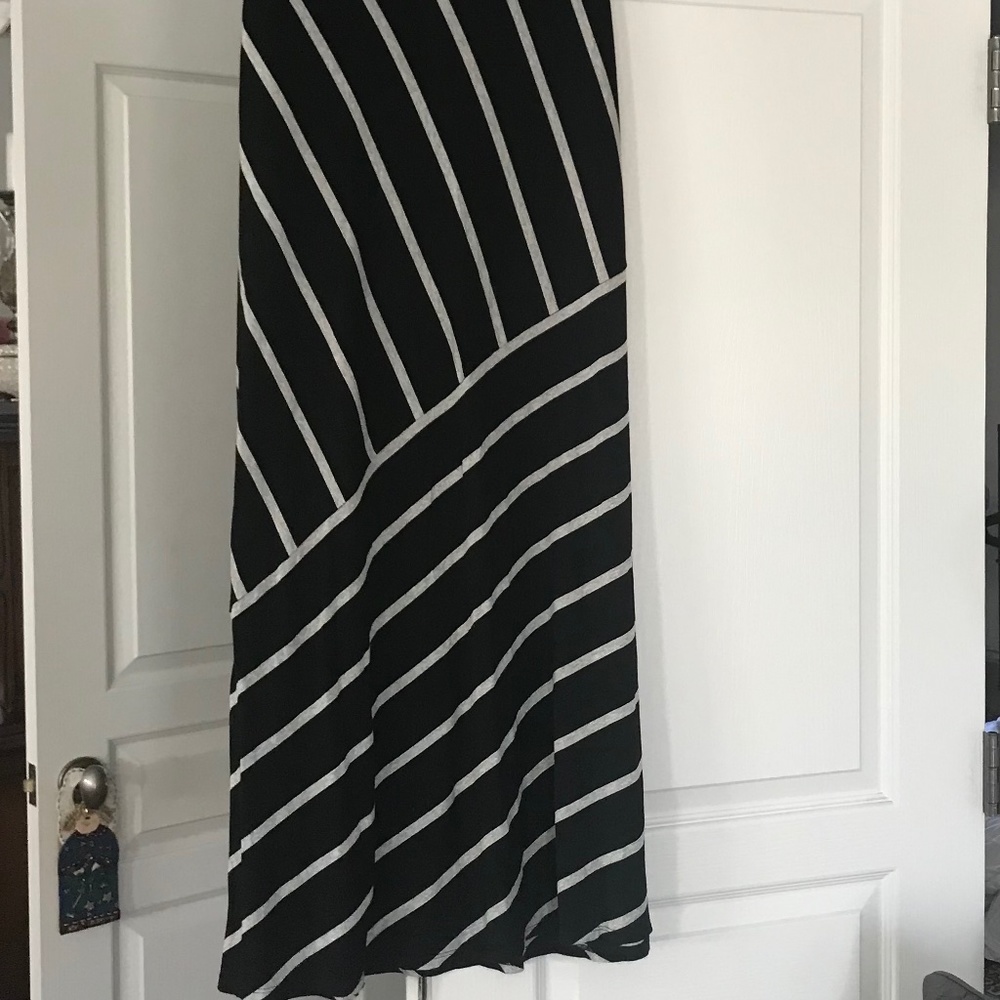 Matty M  Maxi Skirt - Rayon Span - Black & White Y2K
